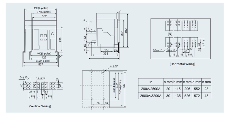 Installation Dimensions of DLW Series Intelligent Universal Type Air Circuit Breaker (ACB)-2