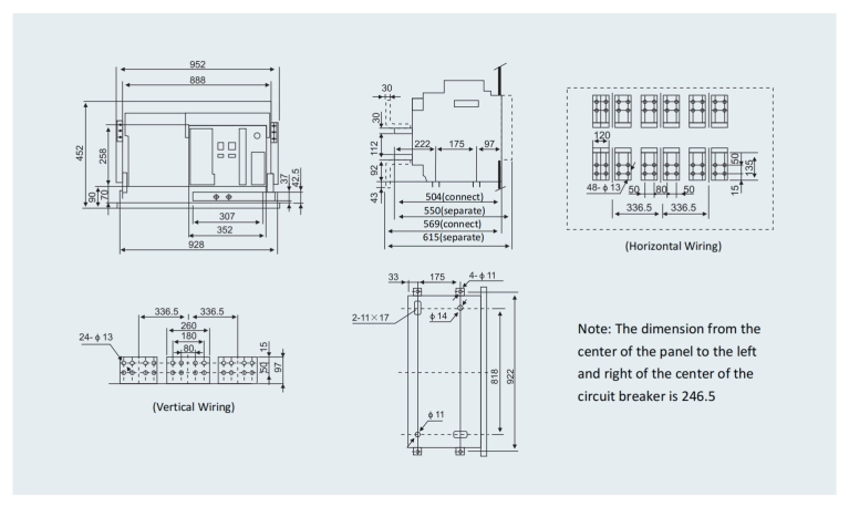 Installation Dimensions of DLW Series Intelligent Universal Type Air Circuit Breaker (ACB)-6